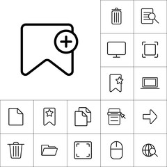 thin line bookmark icon on white background, web icons set