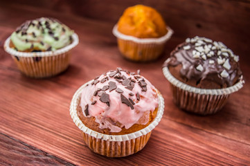 Cupcakes on a wooden table