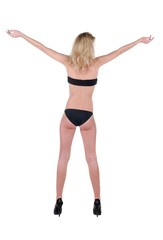 Beautiful young woman l. Rear view.