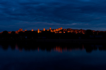 Fototapeta na wymiar Last rays of evening sunlight, Ada lake, Belgrade, Serbia