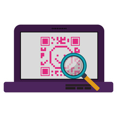 Qr code and laptop icon. Scan technology information price and digital theme. Isolated design. Vector illustration