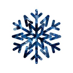 Snowflake mosaic icon. Blue silhouette snow flake sign isolated white background. Flat design. Symbol winter, frozen, Christmas, New Year holiday. Graphic element decoration. Vector illustration