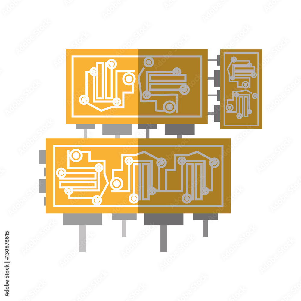 Poster microchip hardware component computer shadow vector illustration eps 10