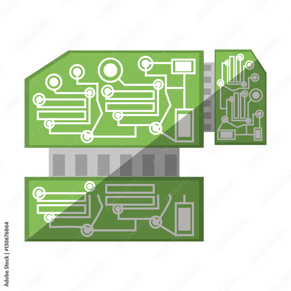 Poster computer hardware processor card shadow vector illustration eps 10