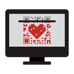 Qr code and computer icon. Scan technology information price and digital theme. Isolated design. Vector illustration