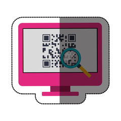 Qr code and computer icon. Scan technology information price and digital theme. Isolated design. Vector illustration