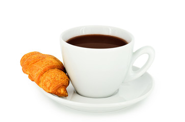 Morning Breakfast with Croissant and Coffee