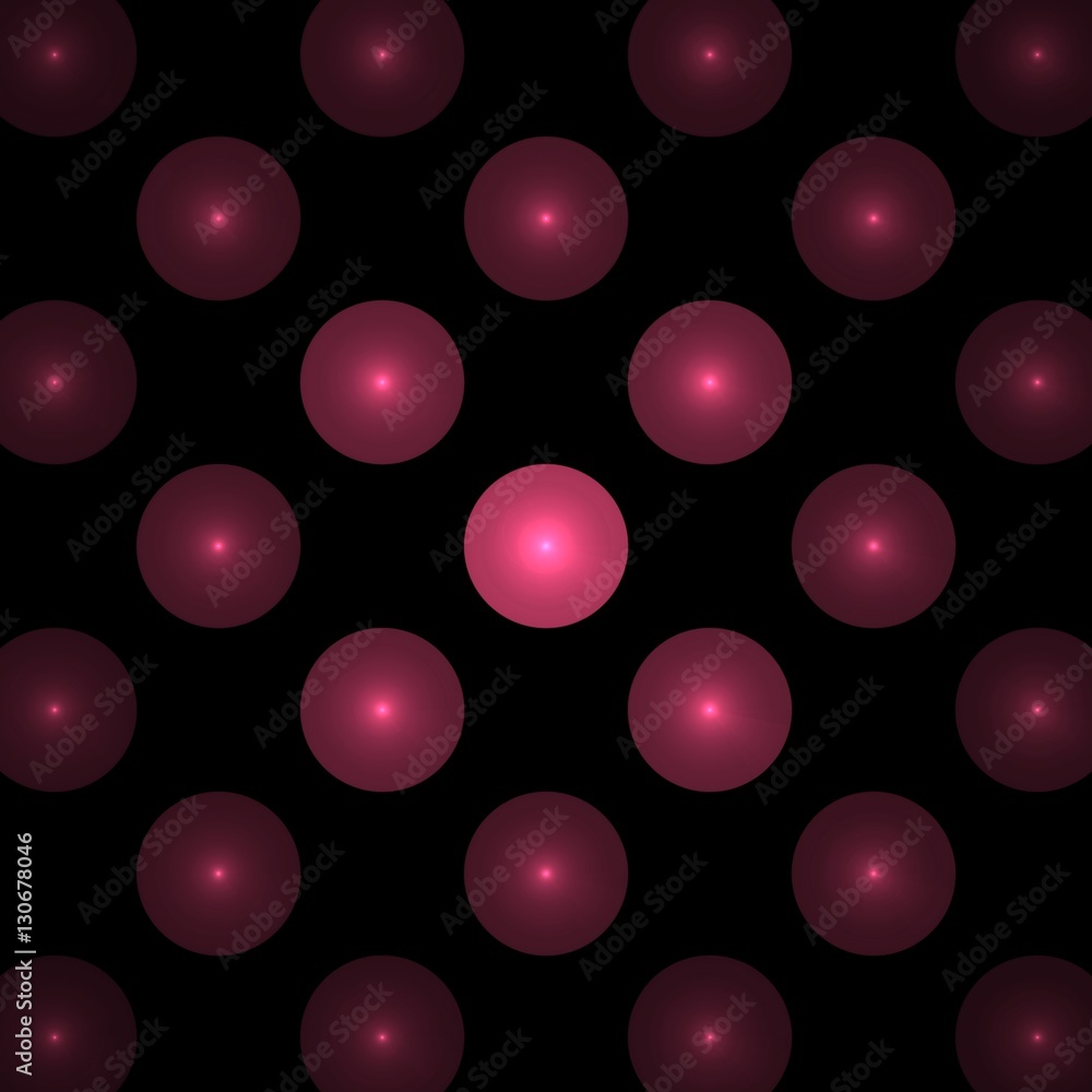 Poster pink circles on a black background, abstract dark fractal computer generated image, background for t