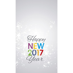Happy New 2017 Year firework color white grey vector