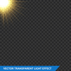 Transparent glow light effect. Star burst with sparkles. Gold glitter