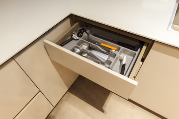 Drawer with cutlery