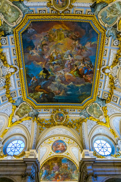 the fresco Corrado Giaquinto Pays Homage to Religion and to the Church in the Royal Palace of Madrid.