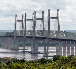 Suspension bridge crossing Orinoco near Puerto Ordaz - Venezuela, South America - 130680490