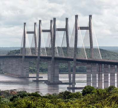 Suspension bridge crossing Orinoco near Puerto Ordaz - Venezuela, South America