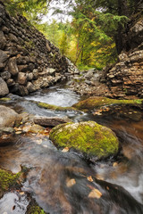 Stream By A Rock Wall