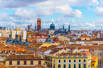 Poster aerial view of madrid taken from the top of the almudea cathedral in madrid © dudlajzov