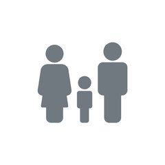Man, woman and child icon. Black-white family symbol. Vector