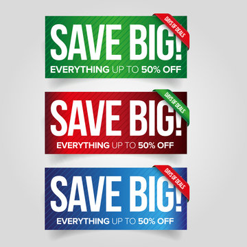 Save big - sale web banner set