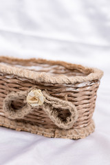 Obraz premium Woven retro rustic brown basket for flower decorations