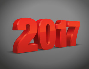 2017 red text 3d. for calendar background isolated. Vector, eps