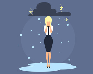 Business Woman in depression. Flat design. Vector illustration