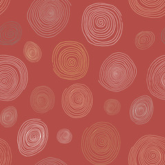 Stylized wooden spirals, hand drawn seamless pattern for interior design, wallpapers and ceramic tiles. Vector illustration