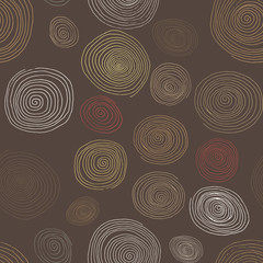 Stylized wooden spirals, hand drawn seamless pattern for interior design, wallpapers and ceramic tiles. Vector illustration