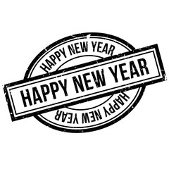 Happy New Year rubber stamp. Grunge design with dust scratches. Effects can be easily removed for a clean, crisp look. Color is easily changed.