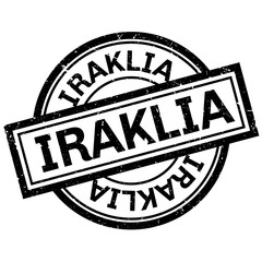 Iraklia rubber stamp. Grunge design with dust scratches. Effects can be easily removed for a clean, crisp look. Color is easily changed.