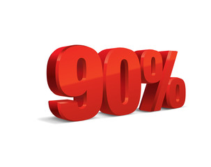 90 percent off, sale background, object 3D. Eps10 Vector.