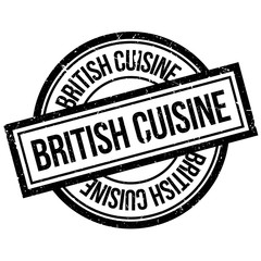 British Cuisine rubber stamp. Grunge design with dust scratches. Effects can be easily removed for a clean, crisp look. Color is easily changed.