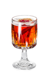 Hot cider with cinnamon and raspberry