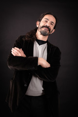 Handsome man doing different expressions in different sets of clothes: Arms crossed