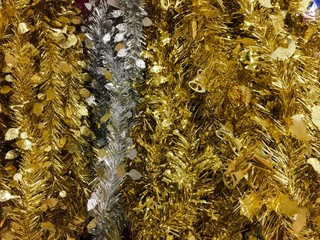 Tinsel of christmas tree for background