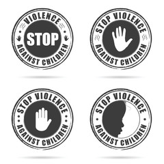 grunge rubber stop violence against children sign on hand set il