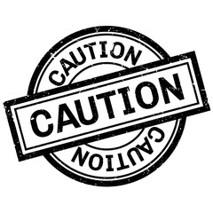 Caution rubber stamp. Grunge design with dust scratches. Effects can be easily removed for a clean, crisp look. Color is easily changed.