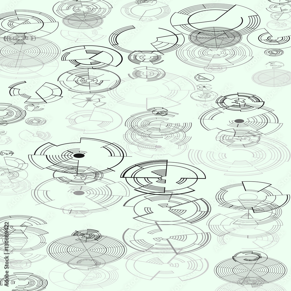 Poster abstract hud elements on white background. high tech design, round interfaces, connecting systems. s