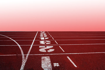 Close up track number at Athletics Stadium Running