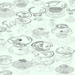 Abstract hud elements on white background. High tech design, round interfaces, connecting systems. Science and technology concept. Futuristic vector decoration.