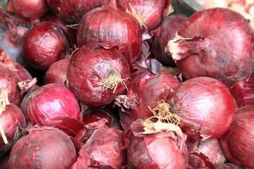 fresh onion selling at the street shop