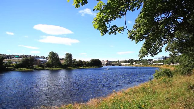 Beautiful River Dee and City from Victoria Bridge, Aberdeen, Aberdeenshire, Scotland

