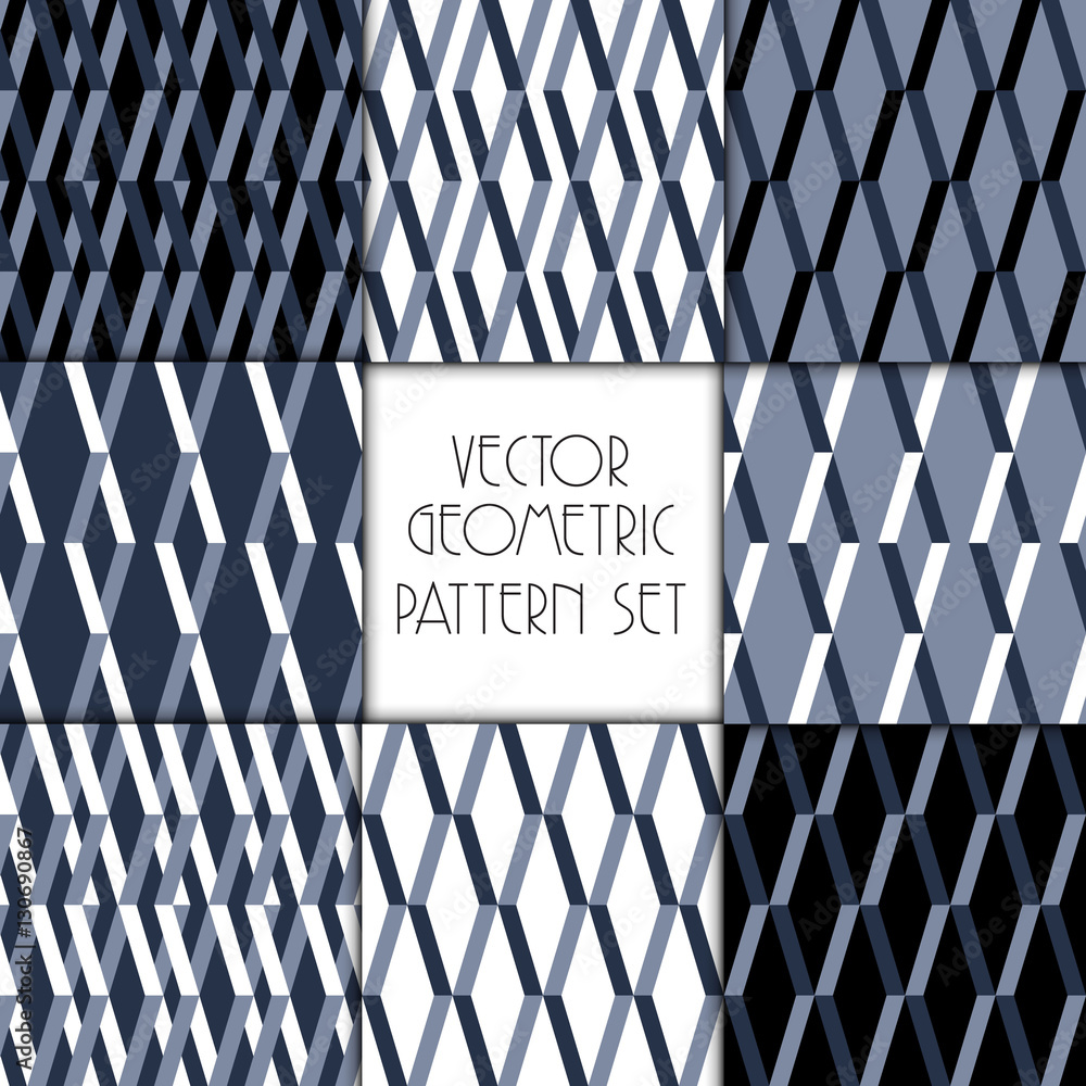 Poster collection of simple geometric pattern textures. set of 4 backgrounds. seamless repeating retro styl