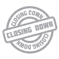Closing Down rubber stamp. Grunge design with dust scratches. Effects can be easily removed for a clean, crisp look. Color is easily changed.