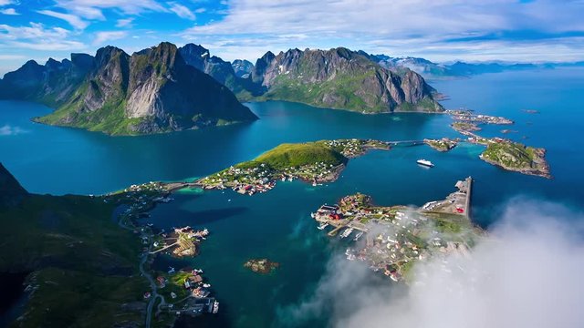 Lofoten is an archipelago in the county of Nordland, Norway. Is known for a distinctive scenery with dramatic mountains and peaks, open sea and sheltered bays, beaches and untouched lands.