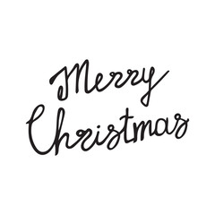 Fototapeta na wymiar Handwritten phrase Merry Christmas Greeting Card with hand drawn lettering design. Vector illustration. Holidays Postcard