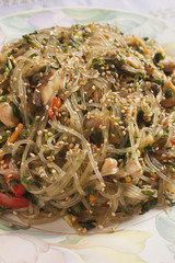 Obraz na płótnie Canvas Jap Chae, the Korean noodle dish