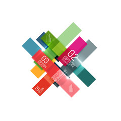 Geometric abstract composition with text and options