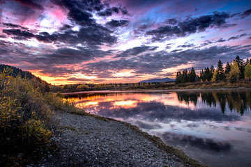 Obraz premium Sunrise Oxbow Bend Teton National Park