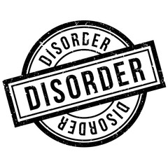 Disorder rubber stamp. Grunge design with dust scratches. Effects can be easily removed for a clean, crisp look. Color is easily changed.