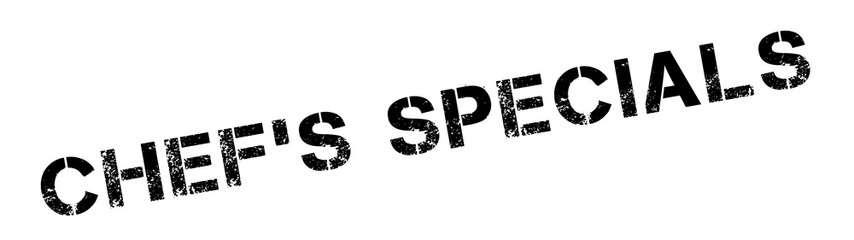 Chef'S Specials rubber stamp. Grunge design with dust scratches. Effects can be easily removed for a clean, crisp look. Color is easily changed.